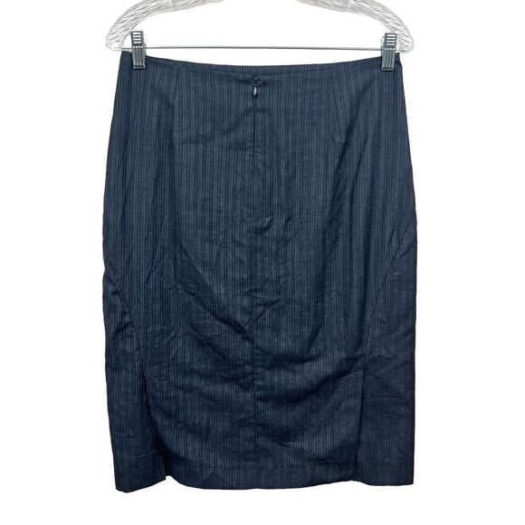 New York & Company Womens Pencil Skirt Pinstripe Blue Black Vented Zip Up Sz 6 - Picture 3 of 6